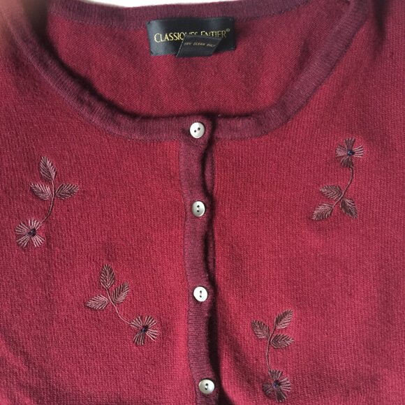 Classiques Entier sweater cardigan wool embroidery vintage holiday - Picture 3 of 7